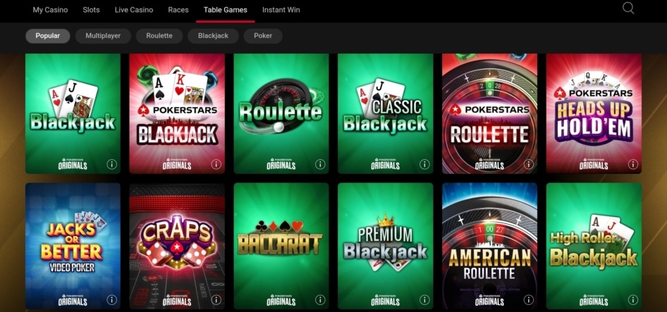 PokerStars Table Games