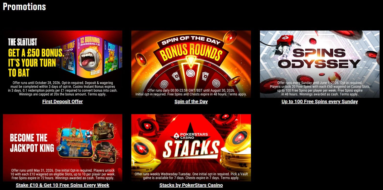 Pokerstars Casino promotions