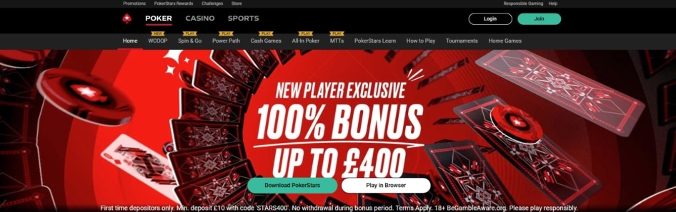 Pokerstars casino homepage