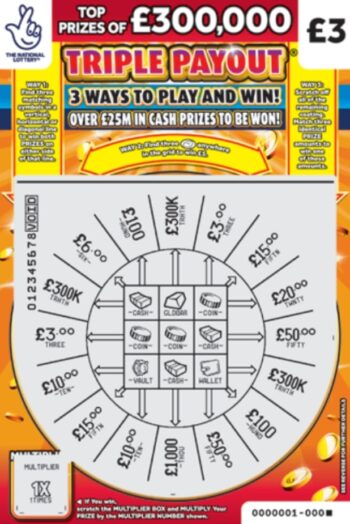 Sample of a cut lottery ticket Triple Payout