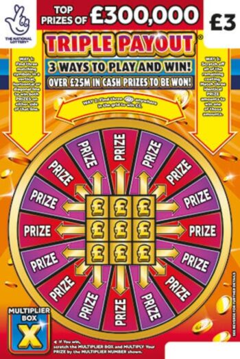 Sample of an uncut lottery ticket Triple Payout