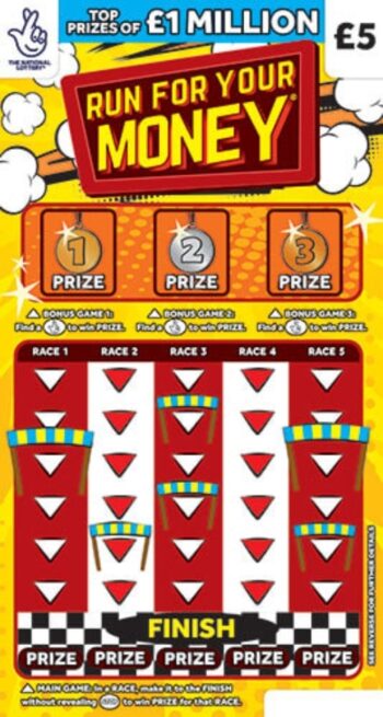 Sample of an uncut scratch card Run For Your Money