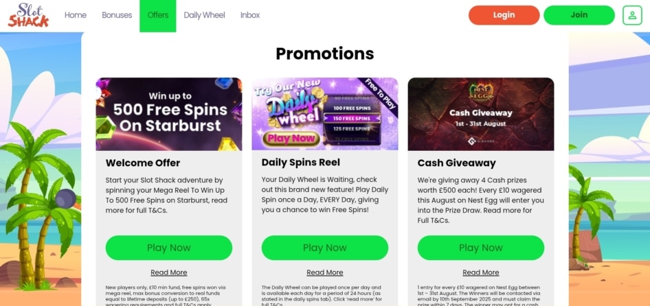 Slot Shack Promos
