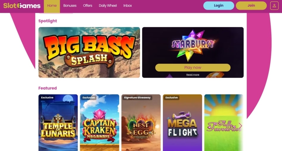 Slot Games Casino Main Page