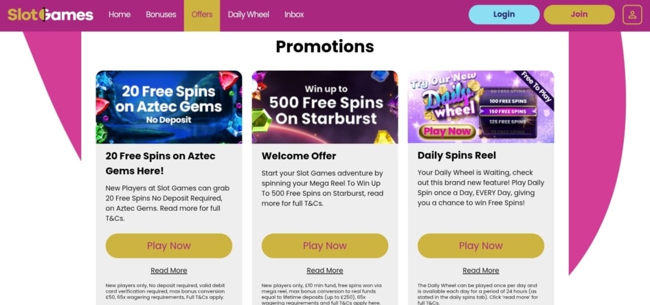Slot Games Promos