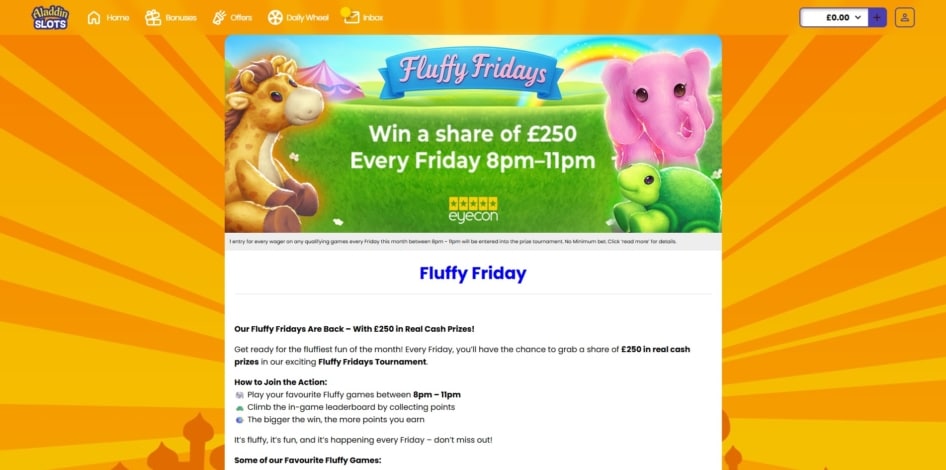 Fluffy Fridays at Aladdin Slots