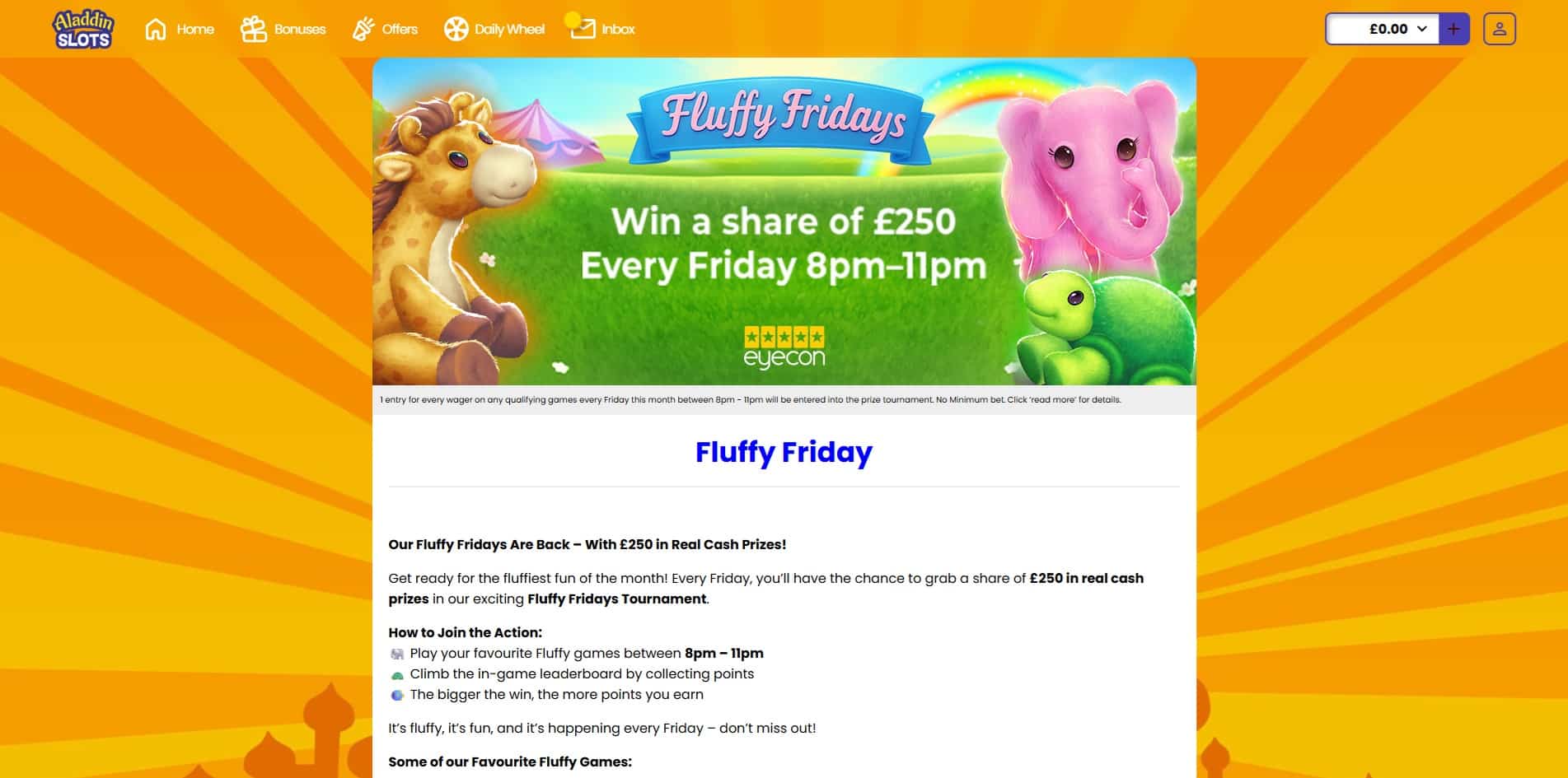 Fluffy Fridays at Aladdin Slots