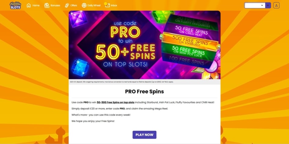 The Mega Reel promotion at Aladdin Slots