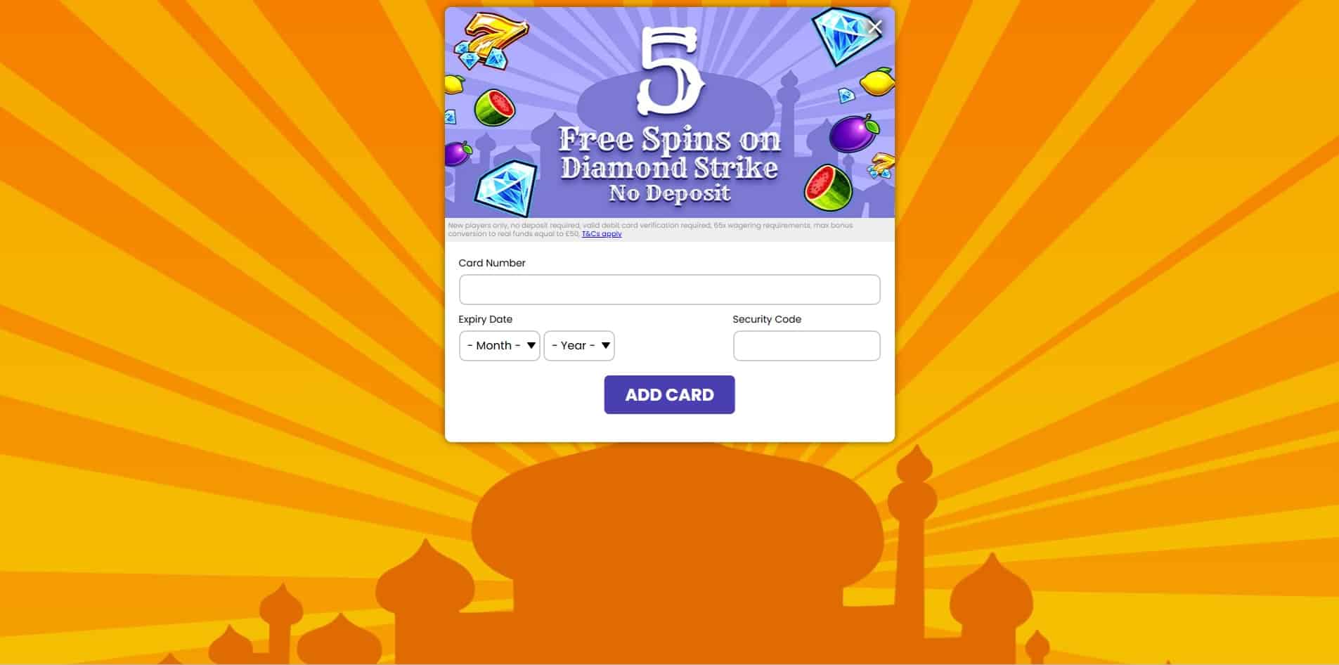 The page to claim the no depsoit welcome bonus