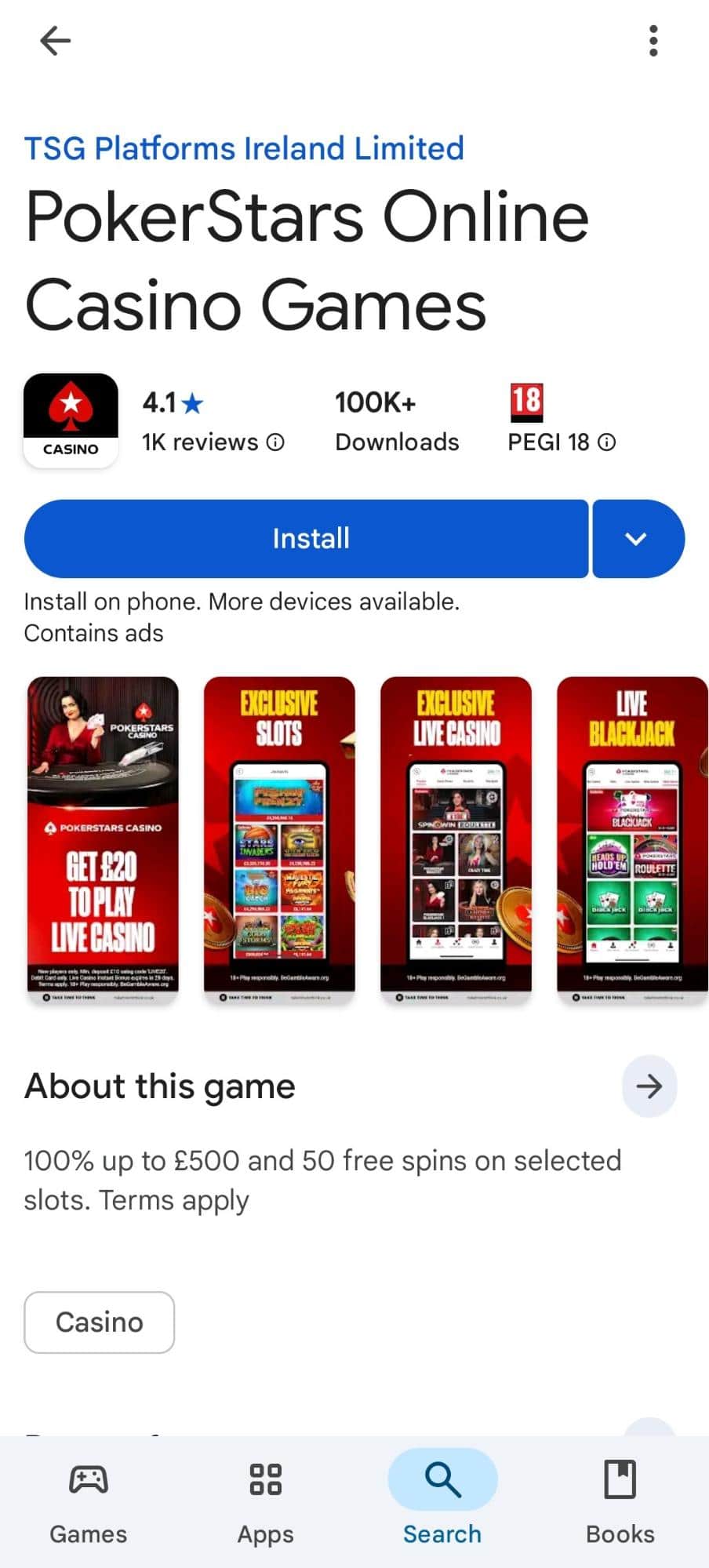 PokerStars Casino Mobile App