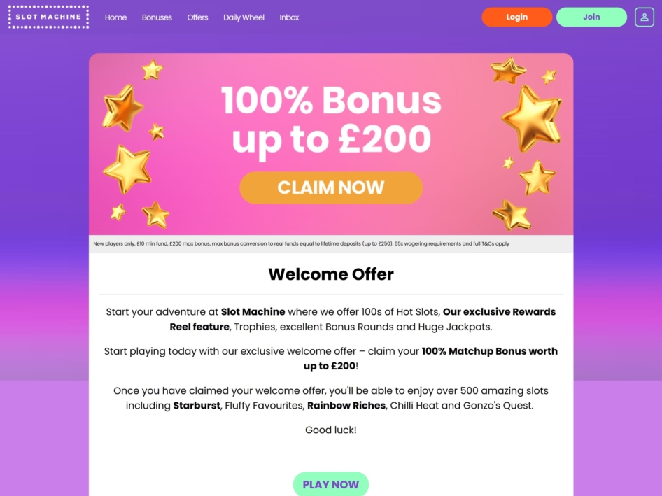 Slot Machine Casino Welcome Bonus