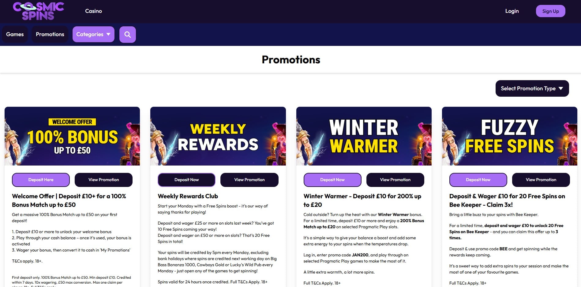 Cosmic Spins Promotions