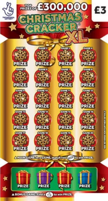 Sample of an unscratched scratch card Christmas Cracker XL