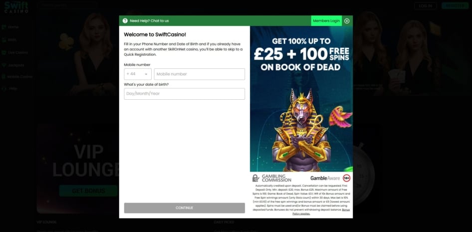 Swift Casino Register