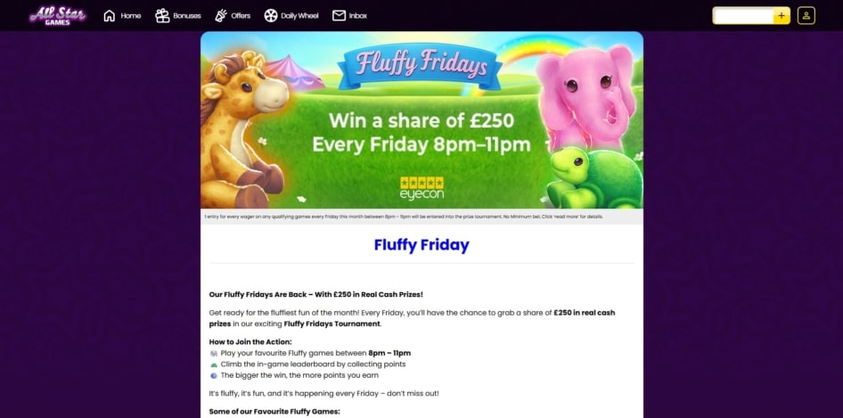 Fluffy Fridays promotion at All Star Games
