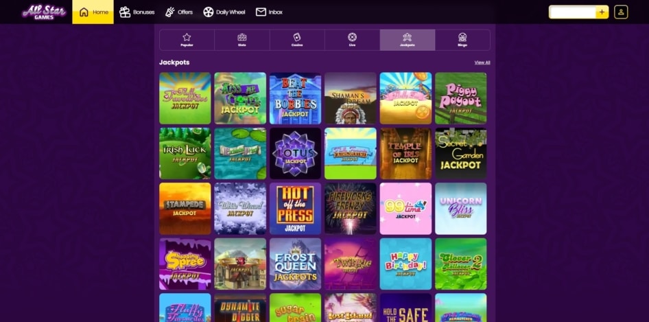 Jackpot slots at All Star Games