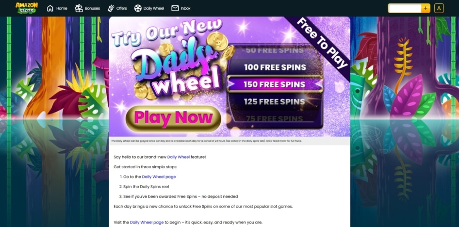 Daily wheel at Amazon Slots