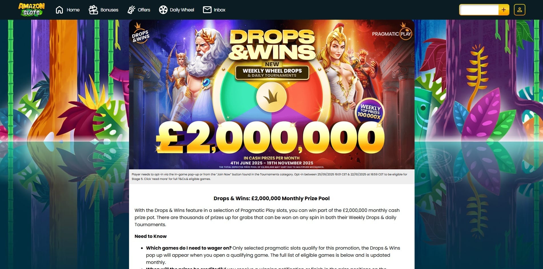 Drops and Wins promotion at Amazon Slots