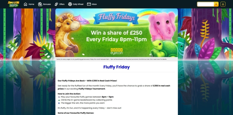 Fluffy Fridays promotion at Amazon Slots