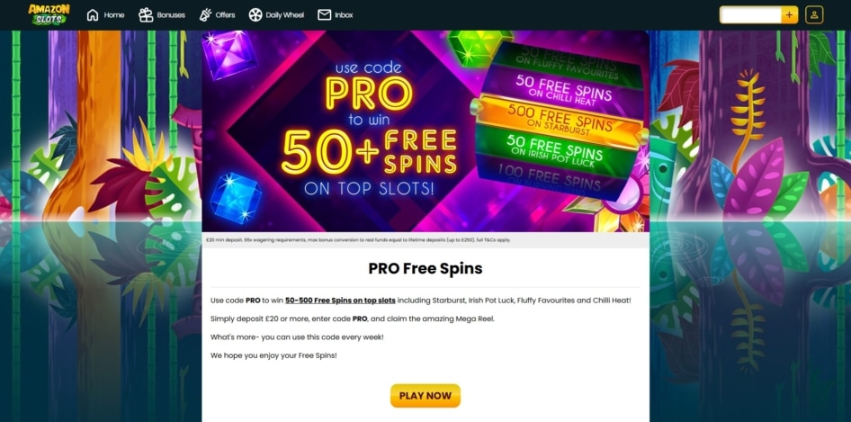 Mega Reel spins promotion at Amazon Slots
