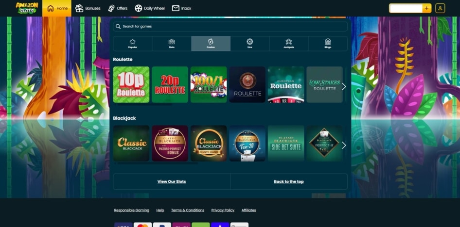 Table games at Amazon Slots