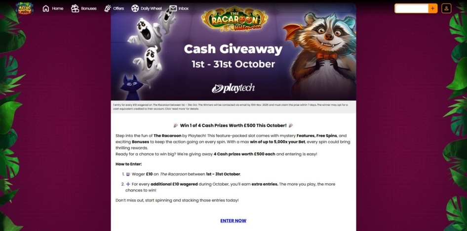 Cash giveaway at Aztec Wins