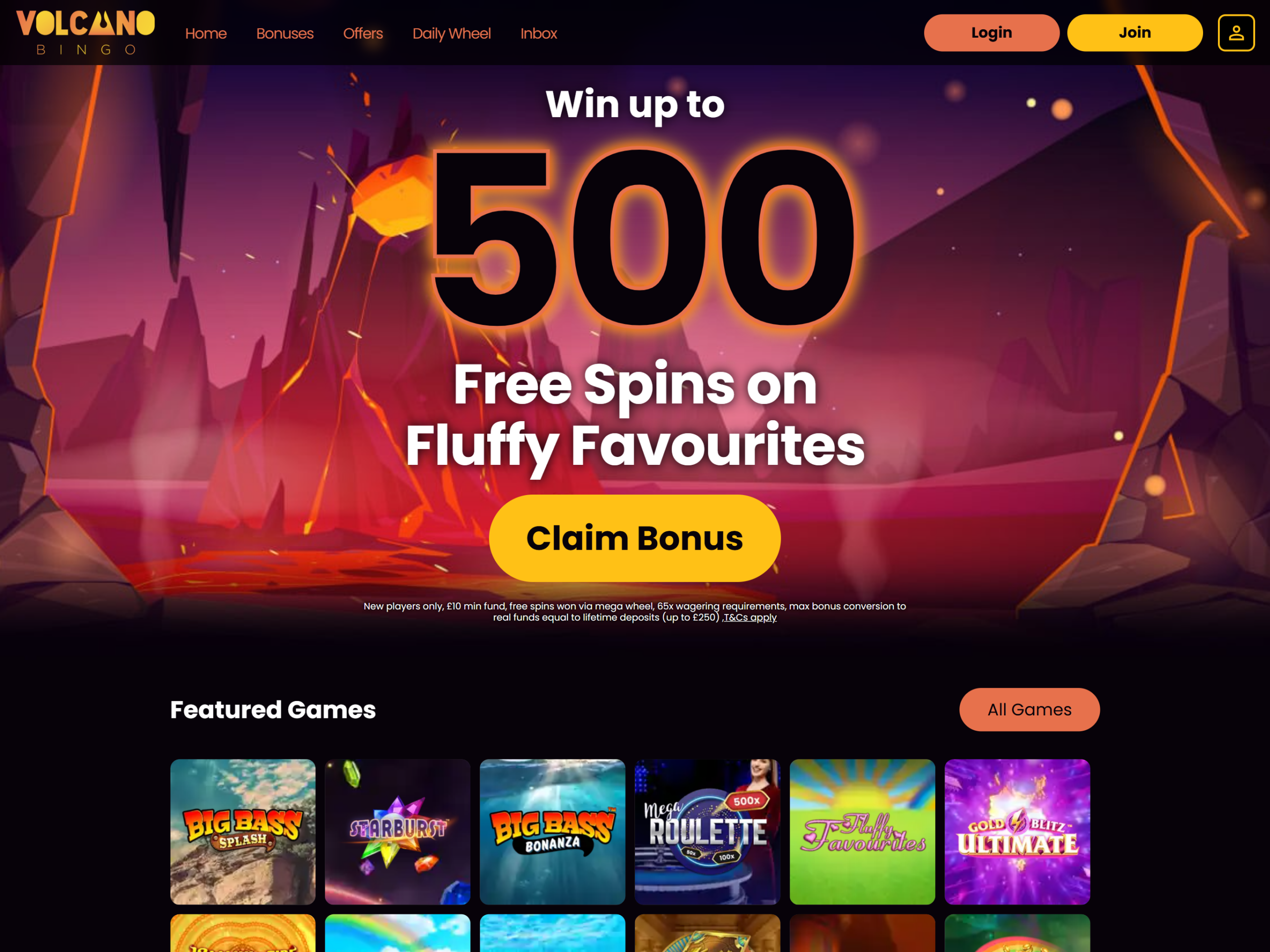 Volcano Bingo Welcome Bonus
