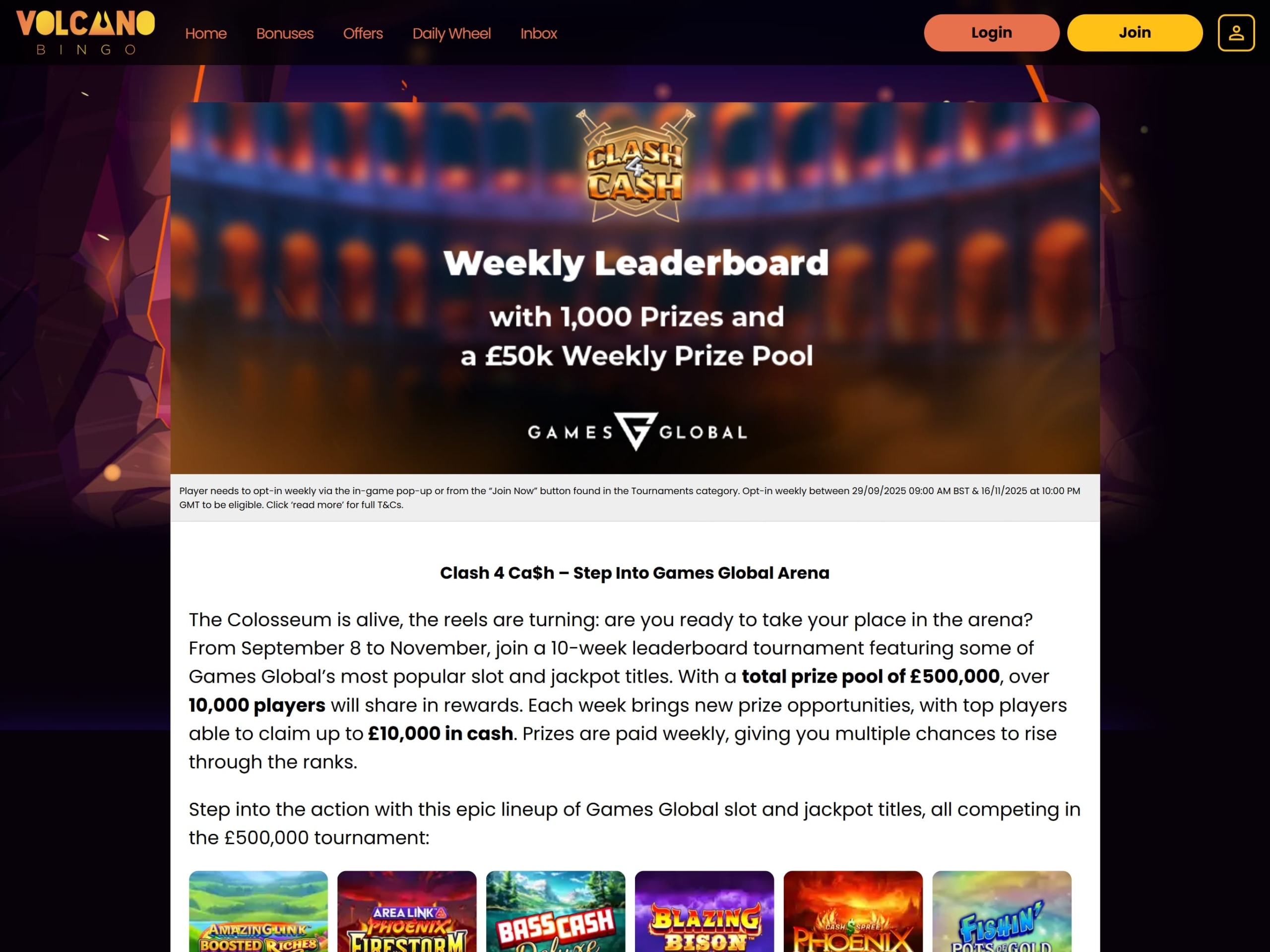 Volcano Bingo Tournaments