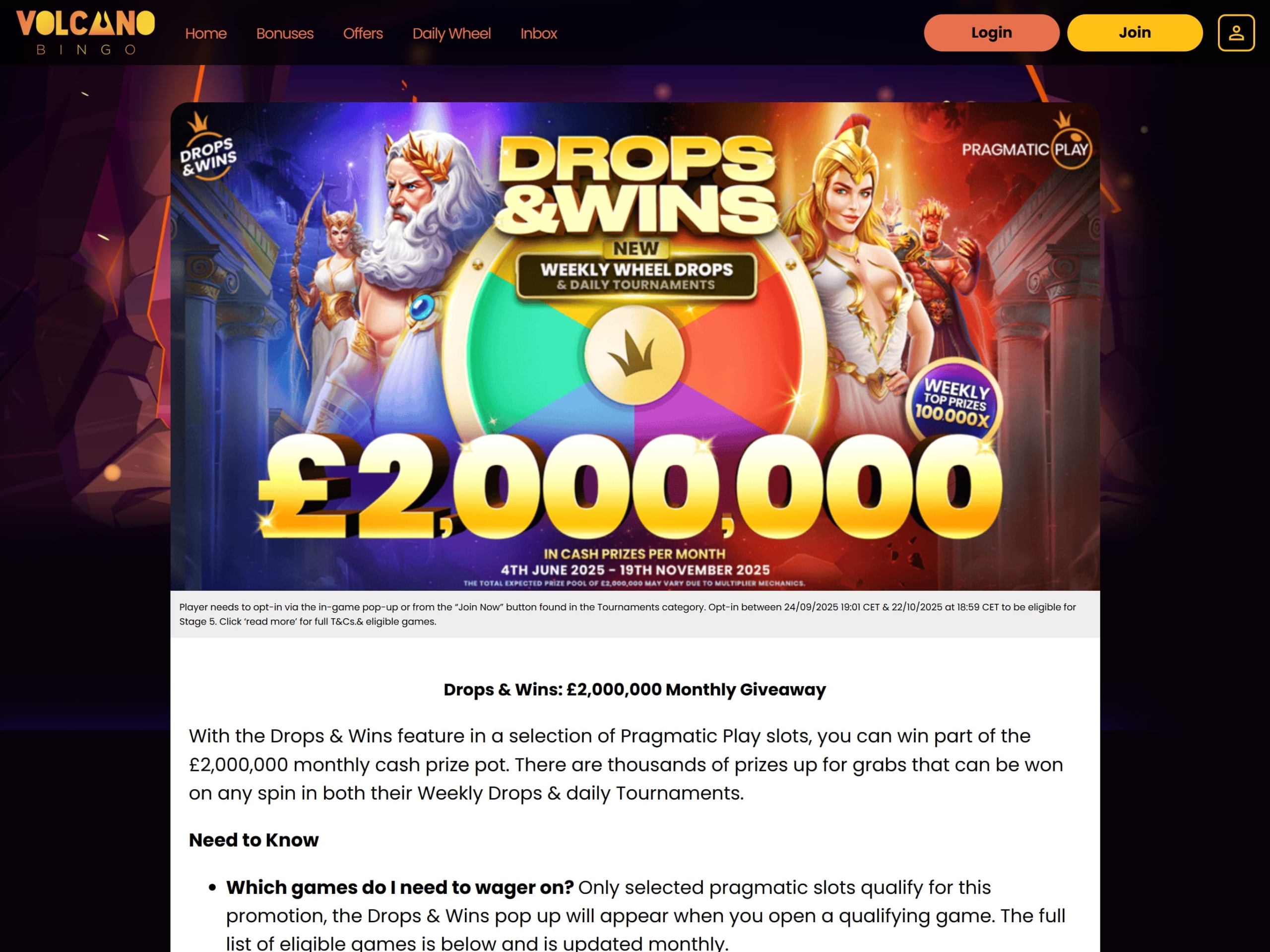 Volcano Bingo Pragmatic Play Drops & Wins