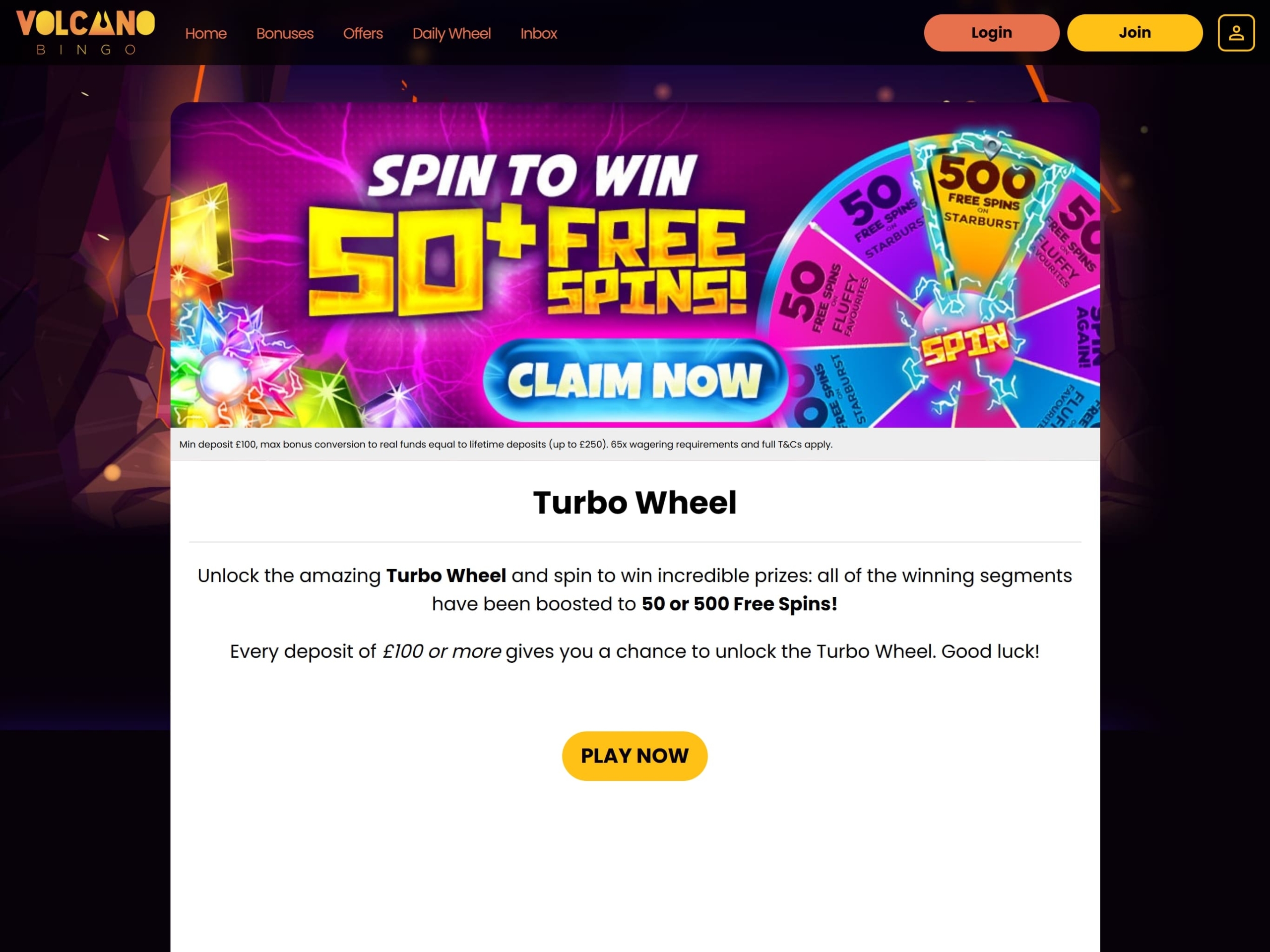 Volcano Bingo Free Spins Promo Code