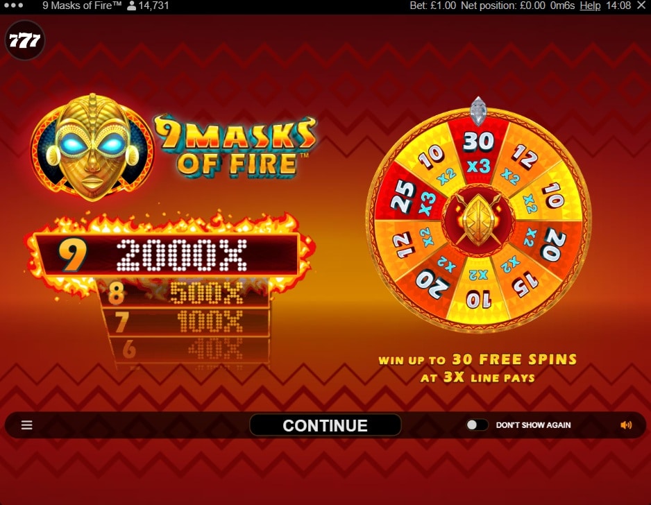 9 Masks of Fire intro page