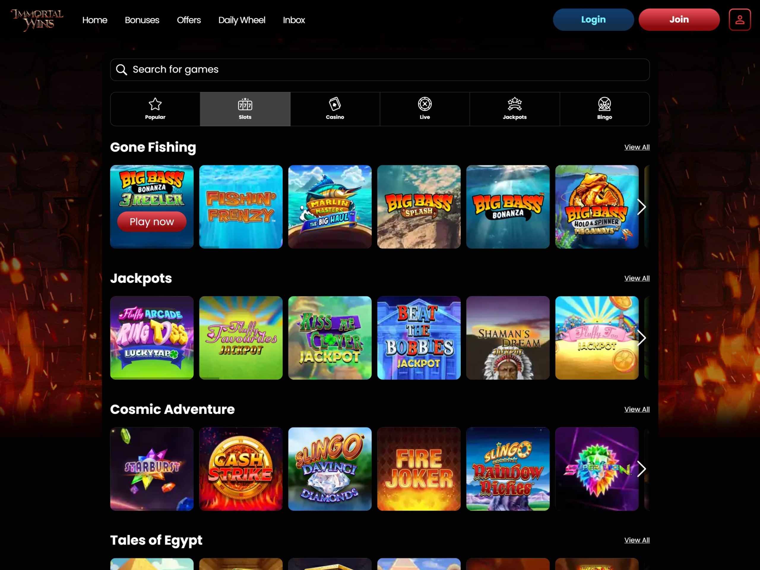 Immortal Wins Casino Slots