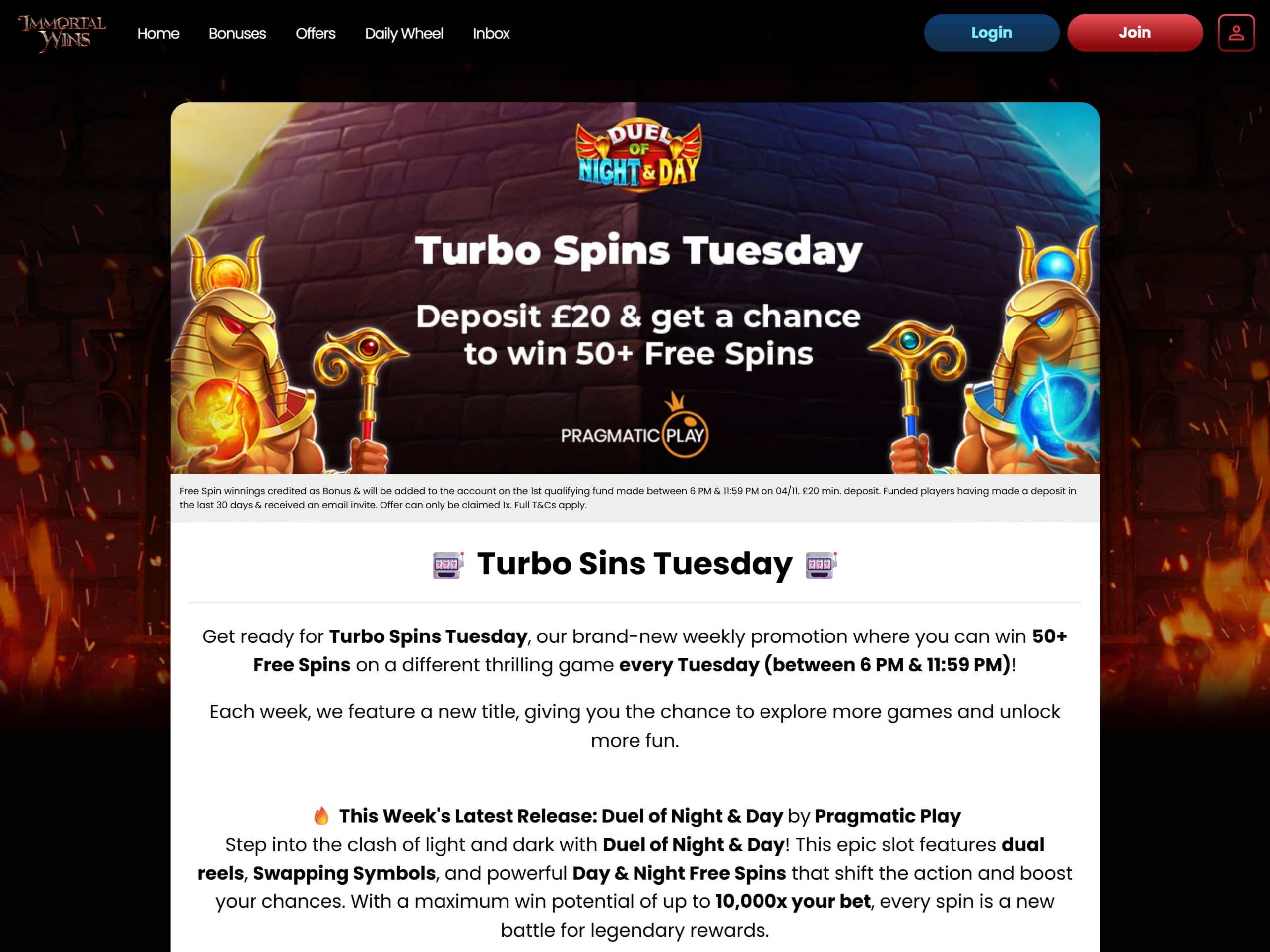 Immortal Wins Casino Reload Bonus