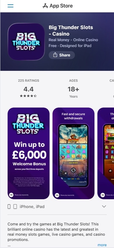 The Big Thunder Slots app on the App Store