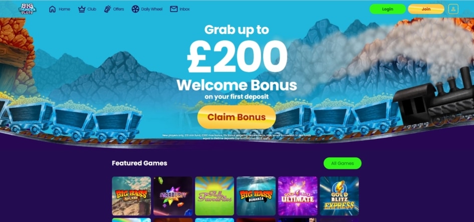 Big Thunder Slots homepage