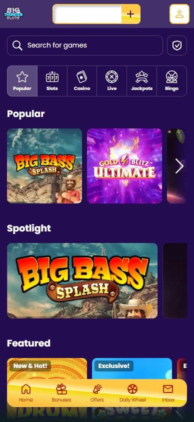 Big Thunder Slots on mobile