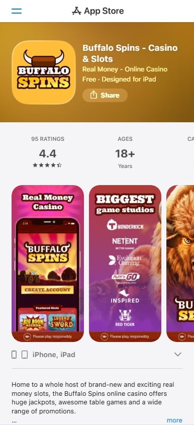 The Buffalo Spins mobile app on the App Store