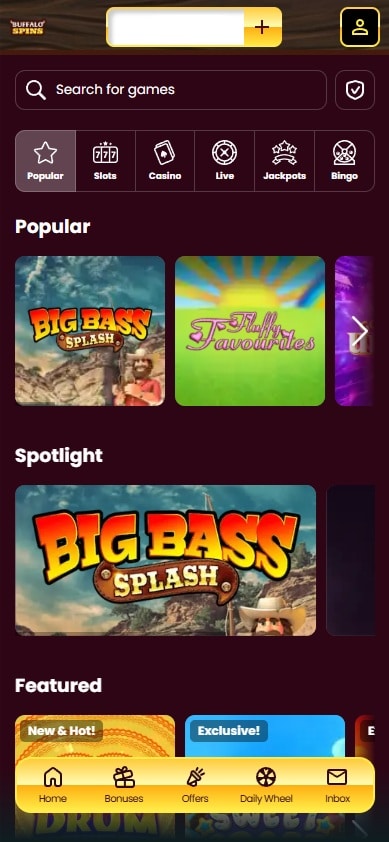 Buffalo Spins mobile games