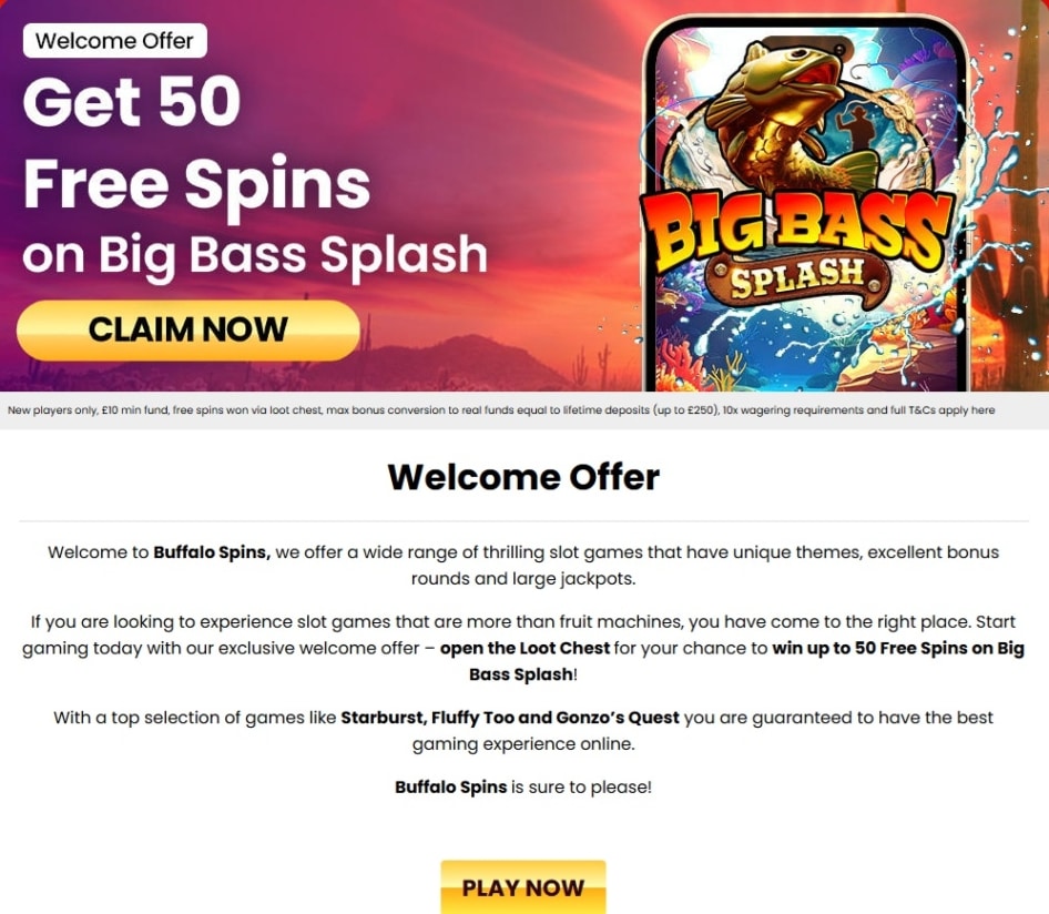 The Buffalo Spins welcome bonus
