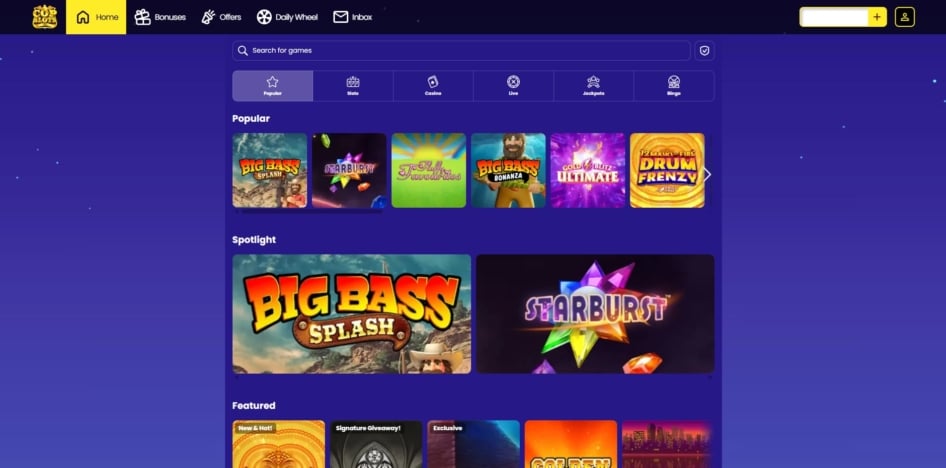 The games library at Cop Slots