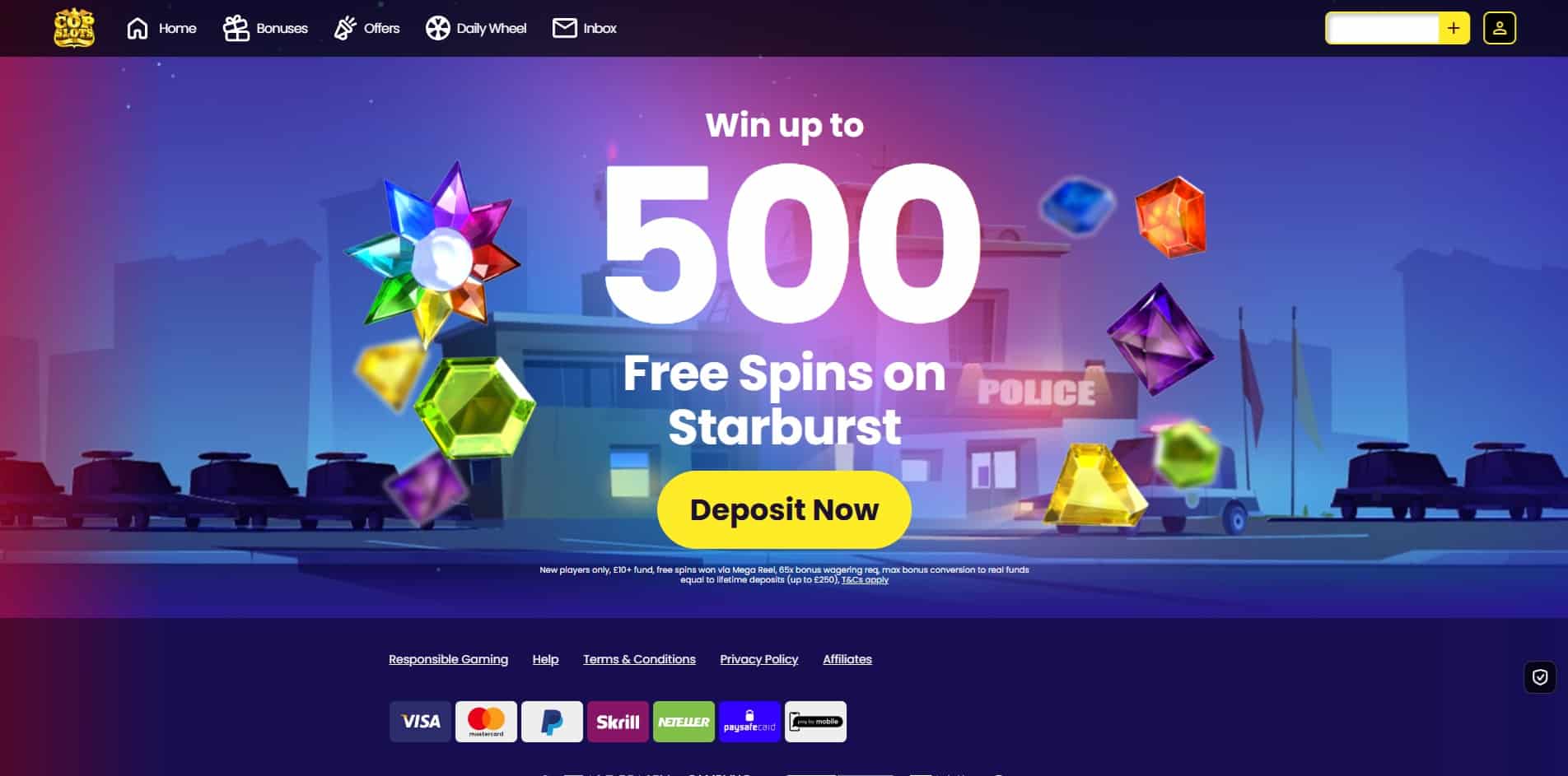 The Cop Slots homepage