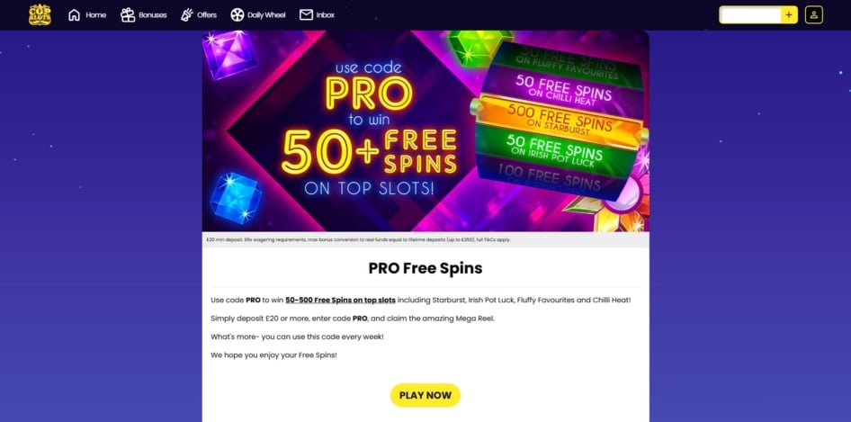 The pro spins promotion at Cop Slots