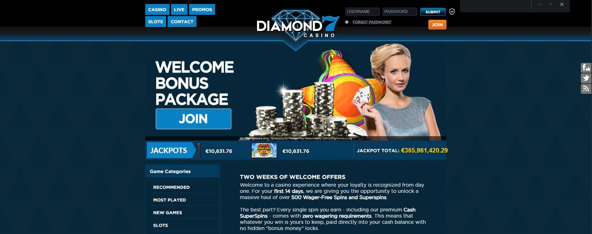 Diamond 7 Casino Welcome Bonus