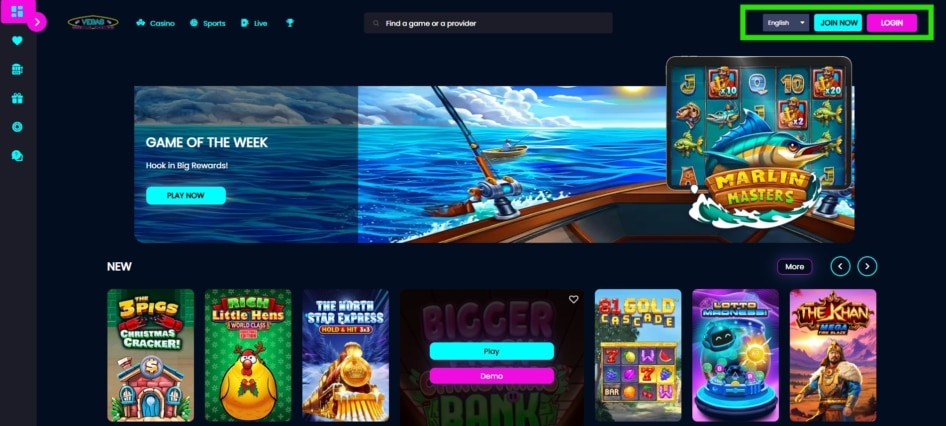 Mystery Box at Vegas Mobile Casino - log in