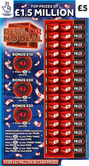 Sample of an unscratched scratch card Deal Or No Deal