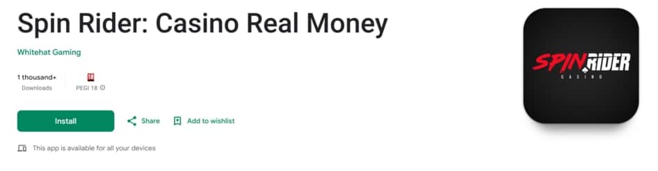 SpinRider Casino is optimized for both Android and iOS devices, with the app being exclusively available to Android players