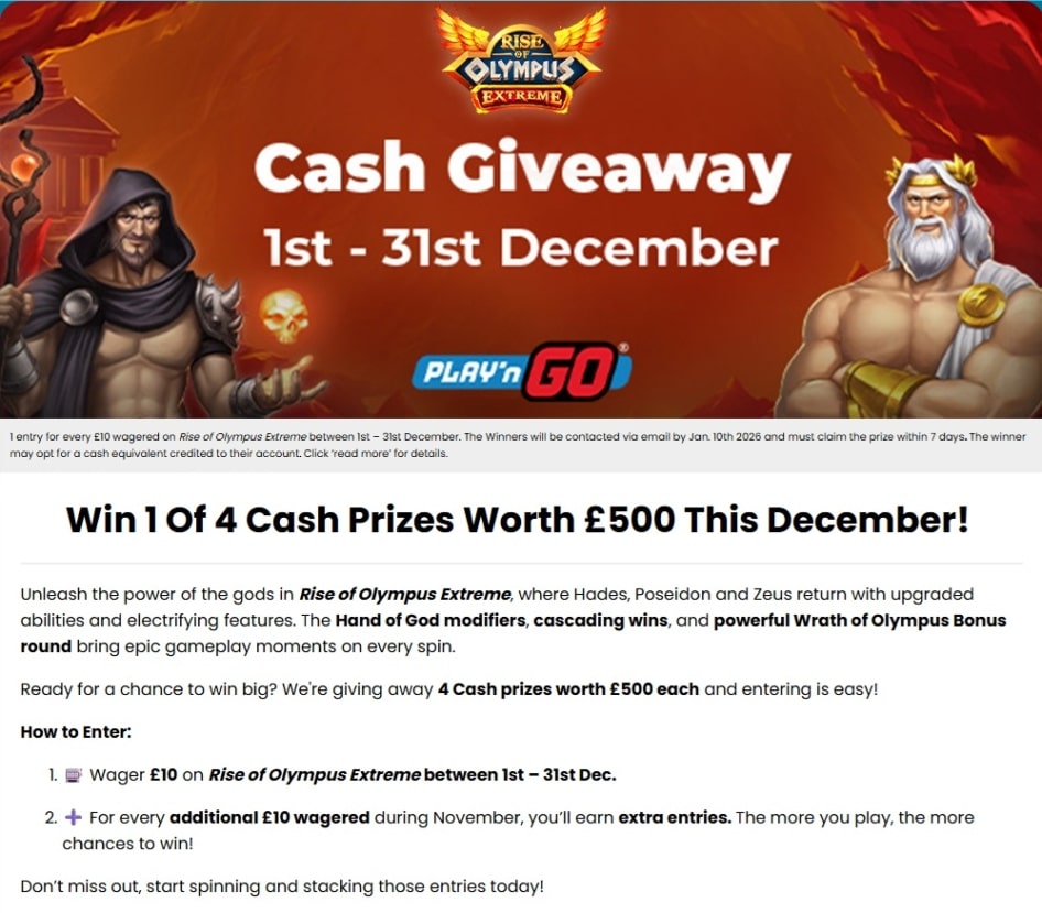 Cash giveaways at Casper Games