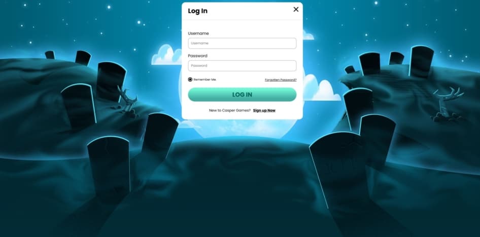 Login page at Casper Games