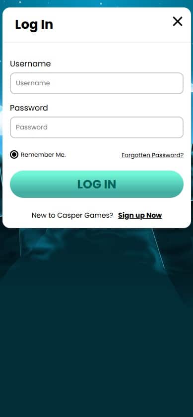 Casper Games mobile site login