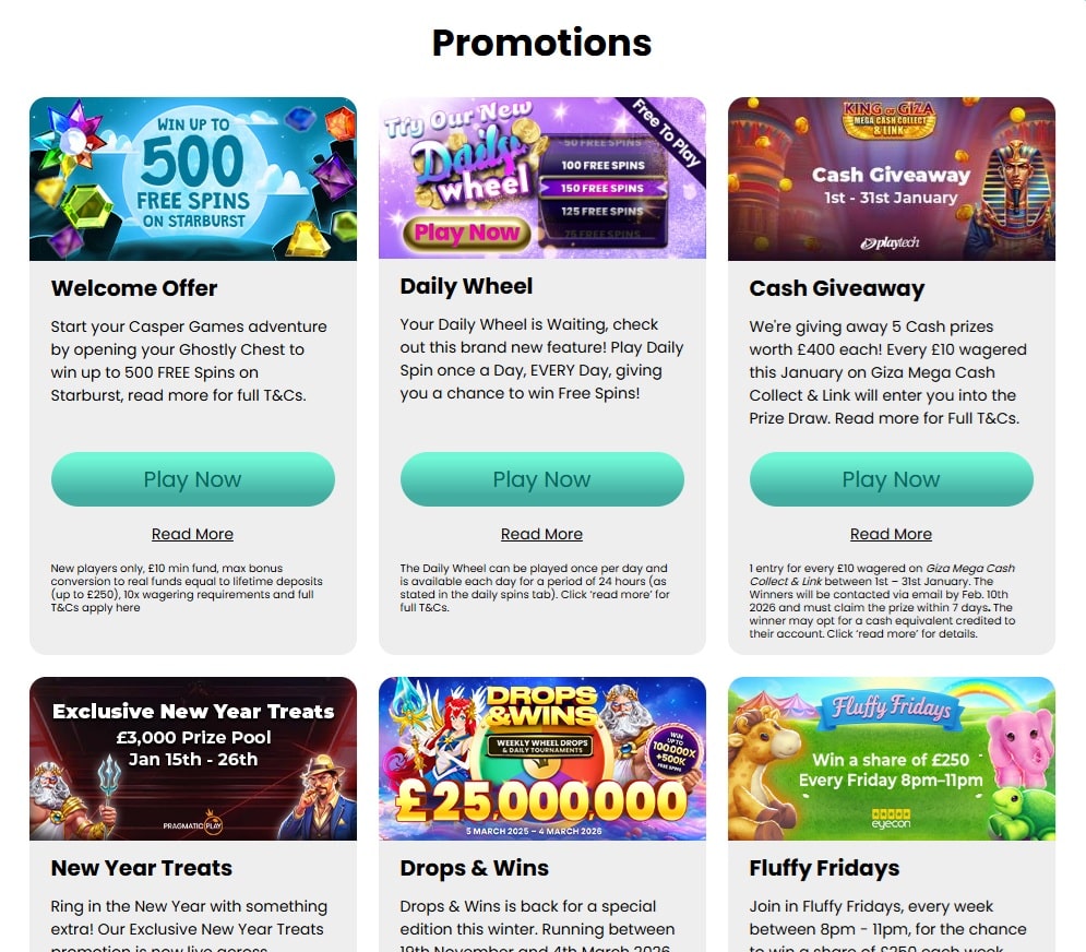 Casper Games promotions